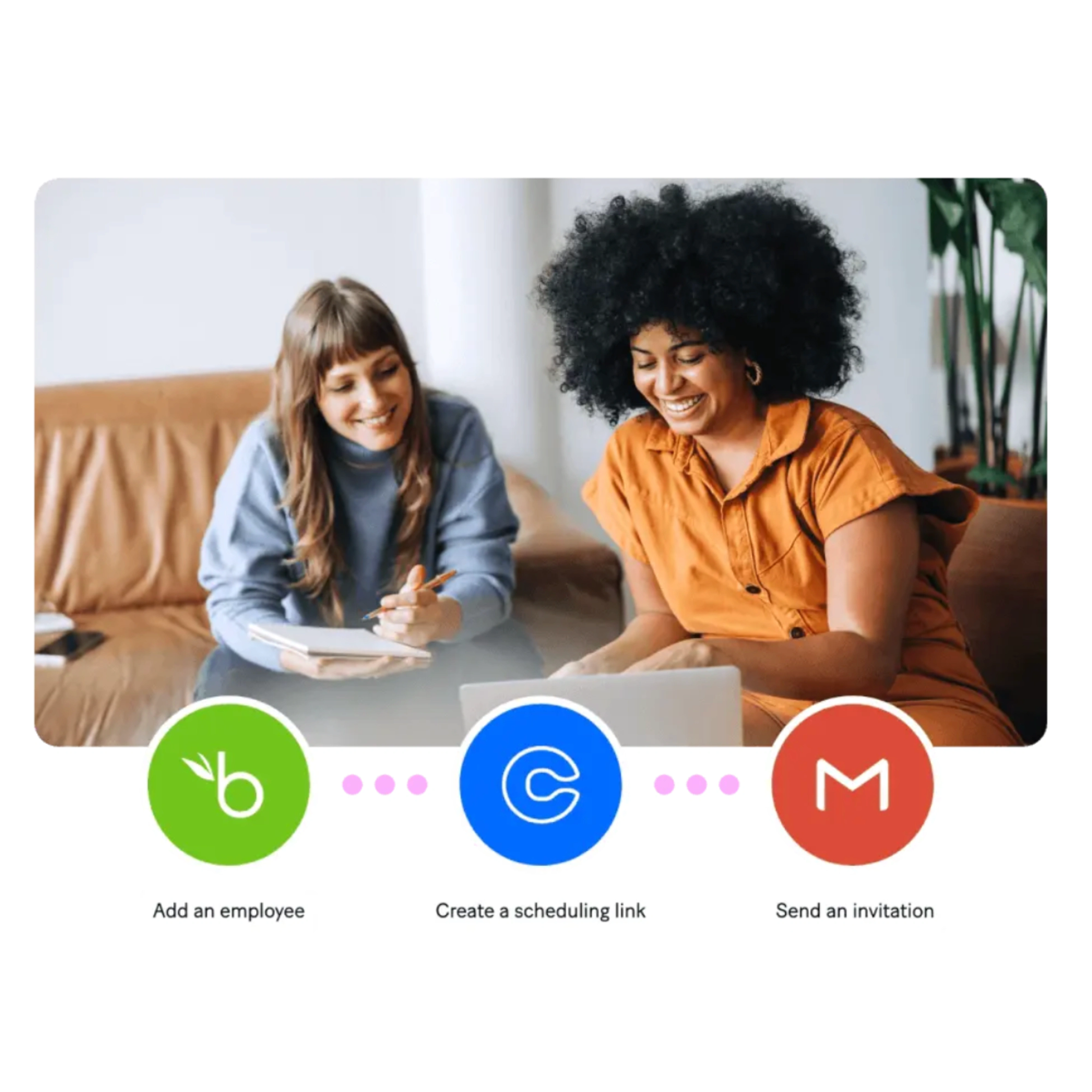 Automate Agency workflow showing employee onboarding, scheduling, and invitation automations